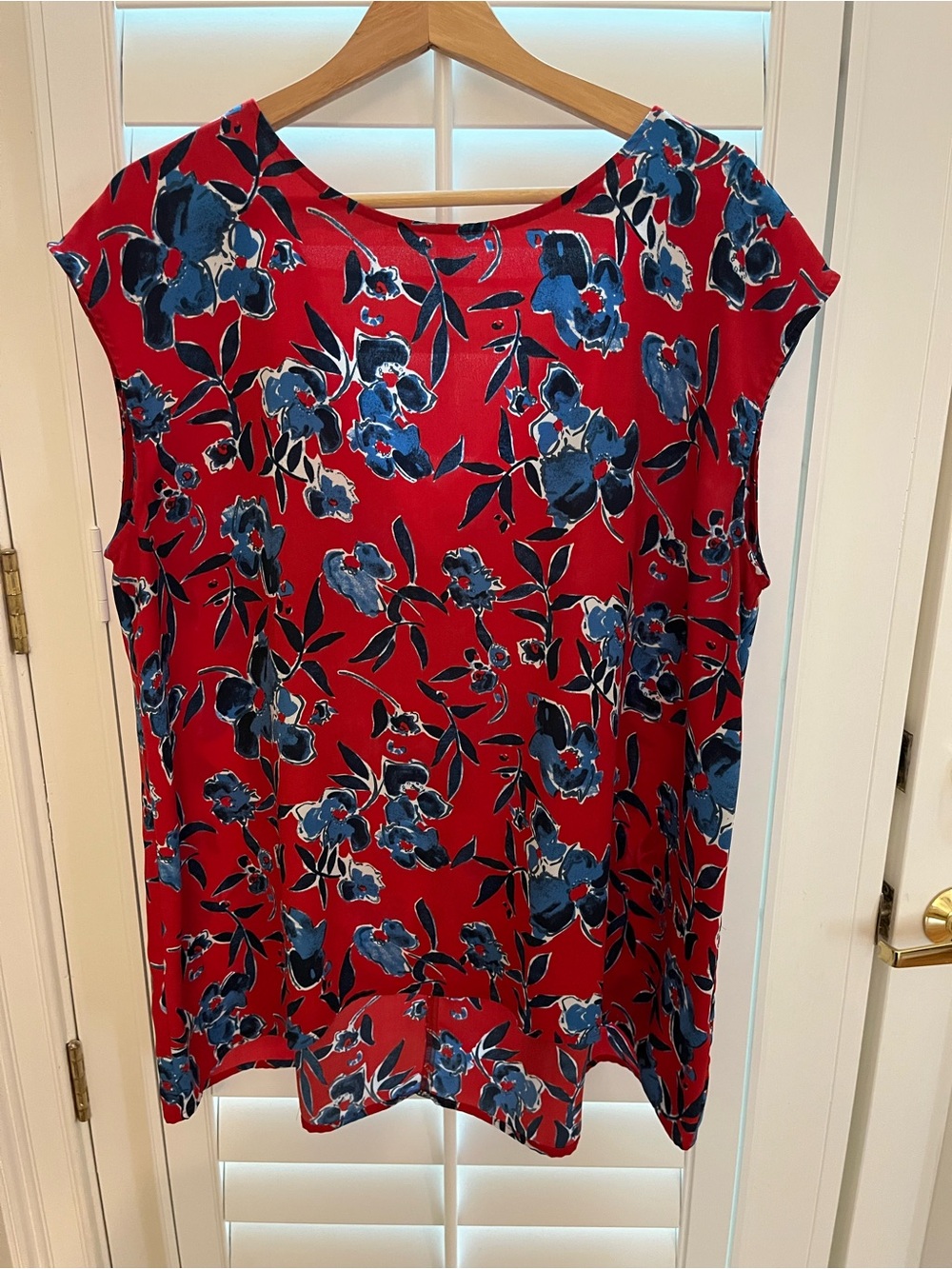 Nordstrom Women’s Red Floral Cap-Sleeve Top 1X